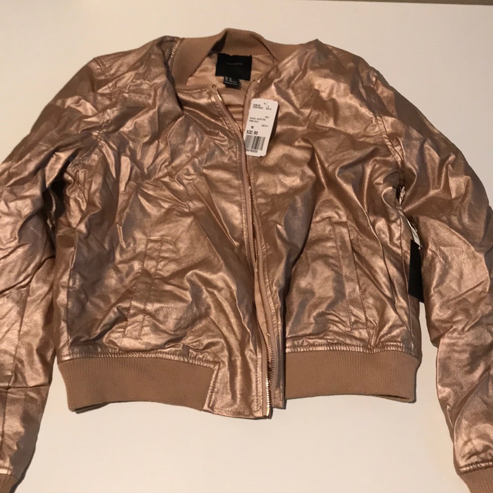 NEW Forever 21 Champagne Gold bomber jacket size M